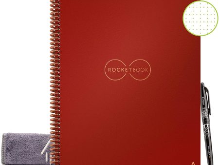 Rocketbook Everlast Smart Reusable Notebook with Pen and Microfiber Cloth Letter Size Scarlet Red Hot on Sale