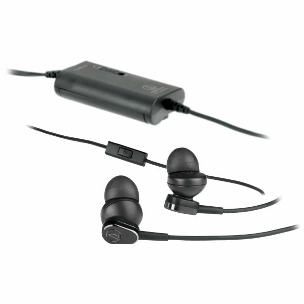 Audio-Technica ATH-ANC33iS QuietPoint Active Noise-Cancelling with In-Line Microphone & Control In-Ear Headphones, Black Online Sale