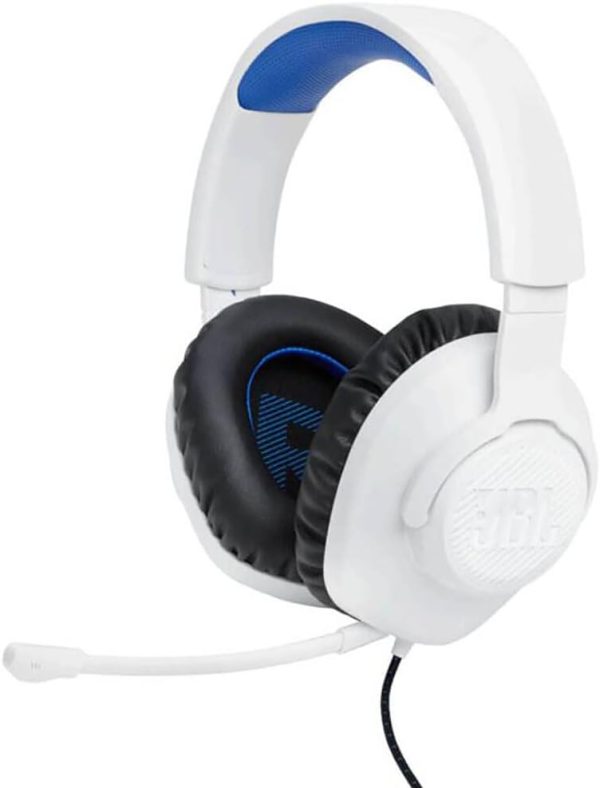 JBL Quantum 100 PS Headphone, White & Blue - Certified Refurbished Cheap