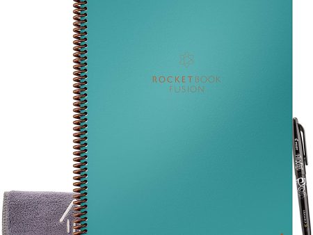 Rocketbook Fusion Smart Reusable Notebook with Pen and Microfiber Cloth, Letter Size, Light Blue Online now