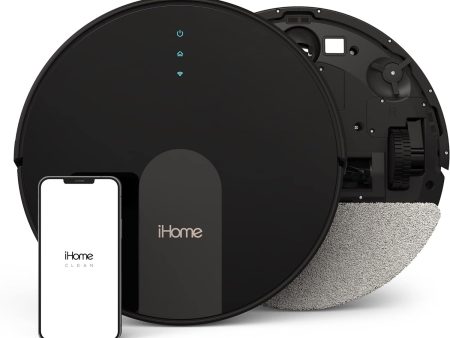 iHome AutoVac Eclipse G Homemap Navigation, Wi-Fi App Connectivity 2-in-1 Robot Vacuum and Mop - Certified Refurbished Grade A Fashion