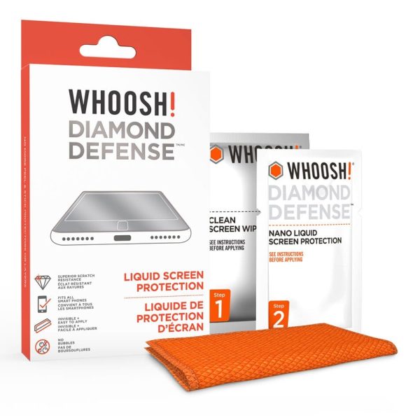 WHOOSH Diamond Defense - Superior Nano Liquid Screen Protector Wipe - Fits All Screens Phones or Tablets Online now