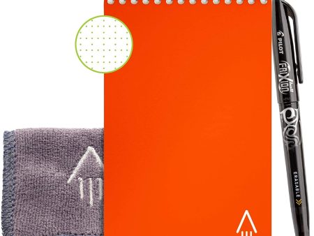 Rocketbook Everlast Mini Smart Reusable Notebook with Pen and Microfiber Cloth, Orange Supply