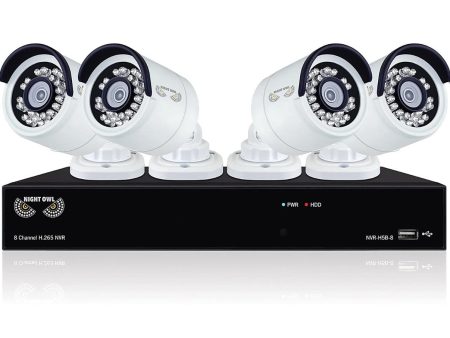 Night Owl 8 Channel H.265 2TB HDD and 4 x 2K (4MP) Wired IP Cameras Network Video Recorder Fashion