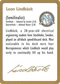 1996 Leon Lindback Biography Card [World Championship Decks] Online Hot Sale