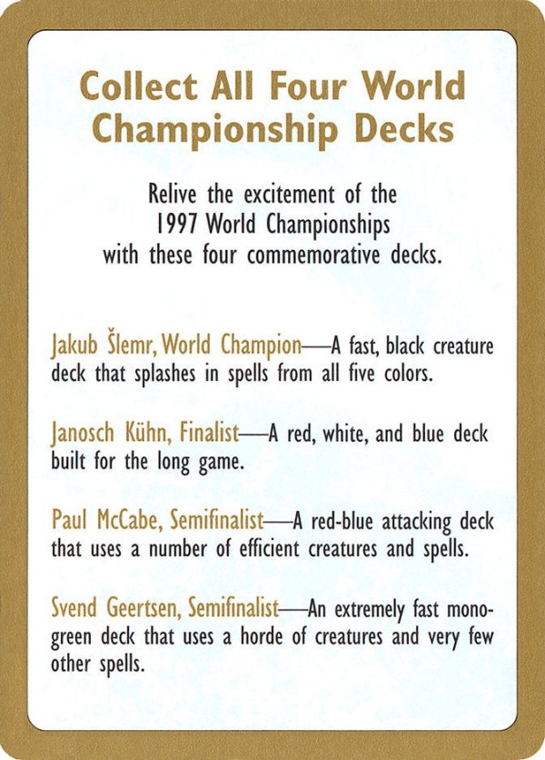 1997 World Championships Ad [World Championship Decks 1997] For Discount